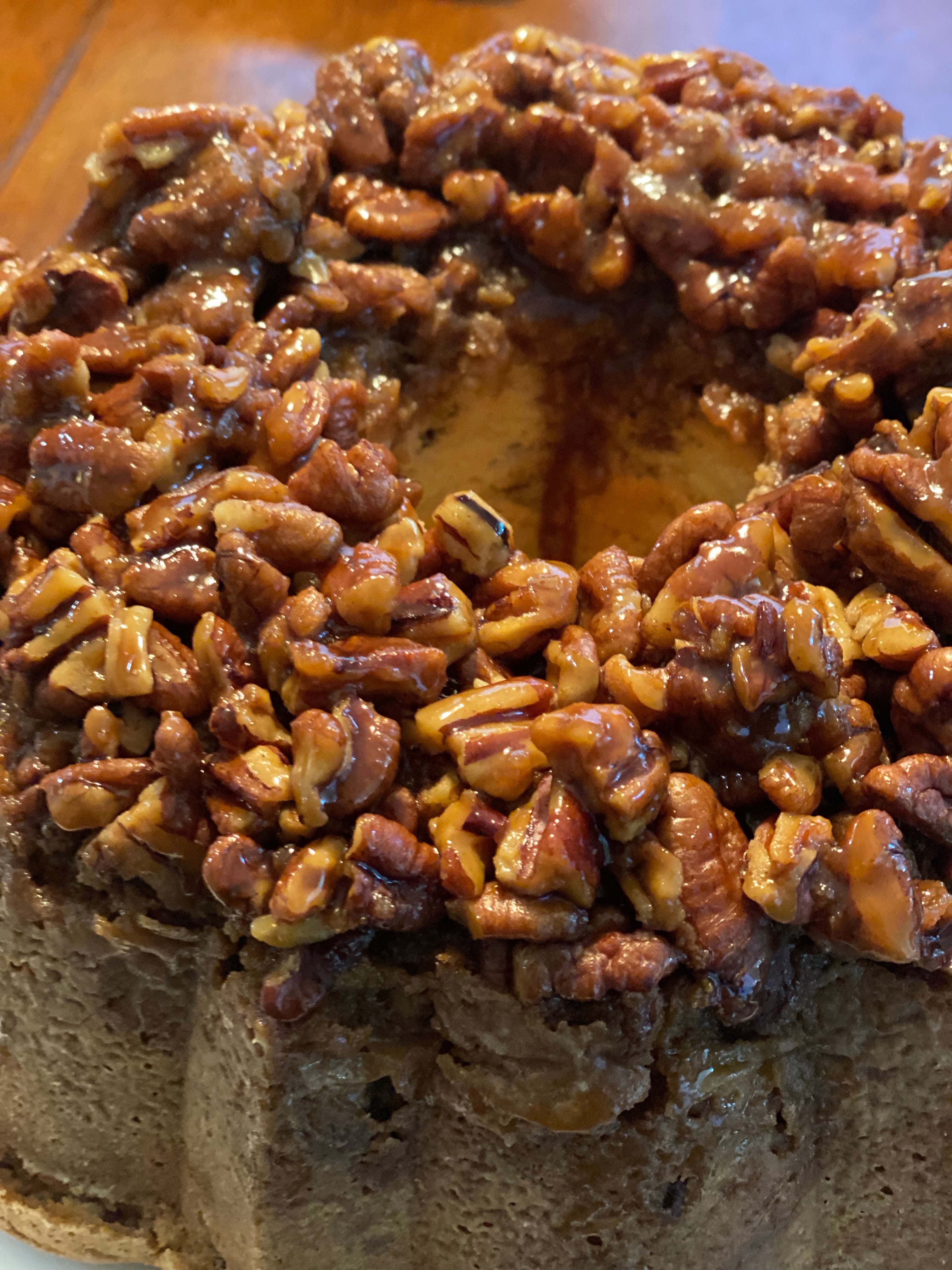 Upside Down Pecan Pie Cream Cheese Pound Cake